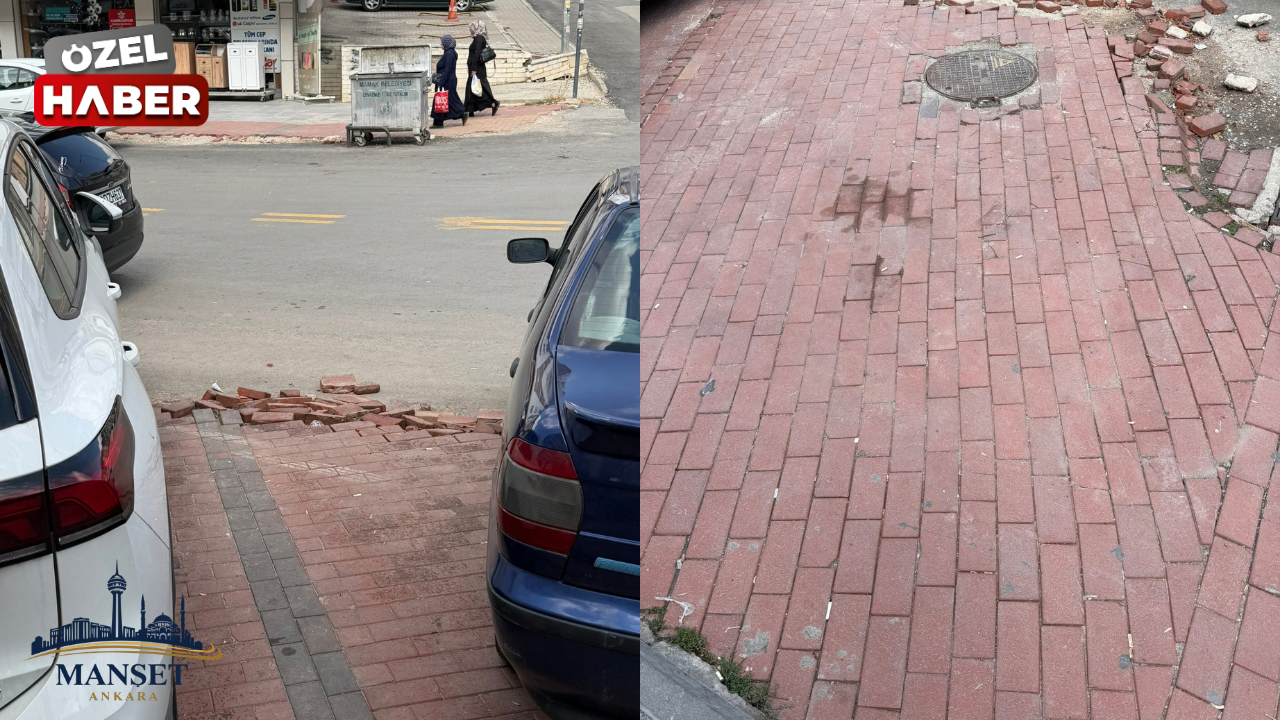 Mamak çarşı içinde bozuk kaldırımlar tepki çekiyor