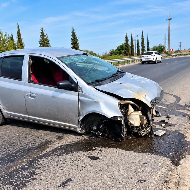 Söke'de otomobil istasyon duvarına çarptı, 3 kişi yaralandı; kaza anı kamerada