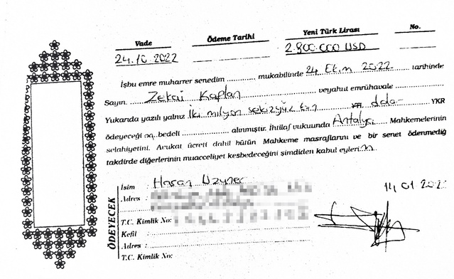 Sahte senetle 6 yıl 3 ay hapis alan Kaplan, yine Uzuner'den 3 milyon 270 bin dolar istedi