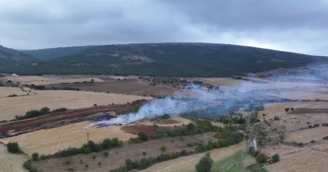 Çorum-Samsun yolunda anız yakan kişi dronla görüntülendi, 3 bin 706 lira ceza aldı