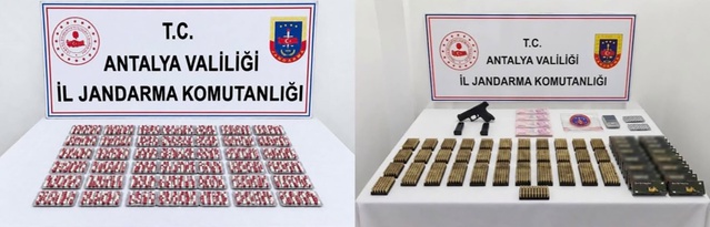 Antalya'da 2 şüpheliye yönelik aramalarda 1284 sentetik hap bulundu
