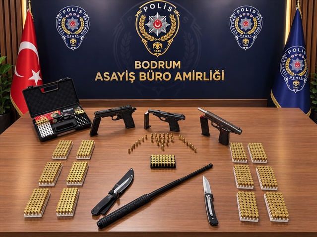 Bodrum'da ateş açma olayında 2 şüpheli gözaltına alındı, 3 ruhsatsız tabanca bulundu