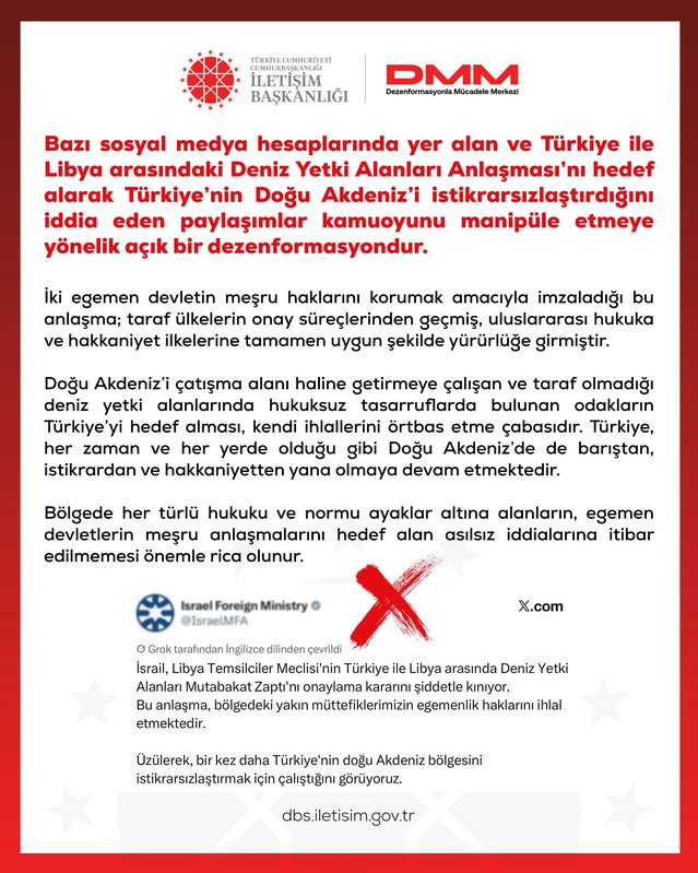 DMM, Türkiye-Libya deniz anlaşmasına yönelik paylaşımları dezenformasyon saydı