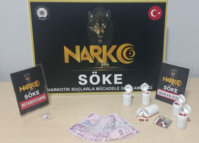 Söke ve Kuşadası'nda uyuşturucu operasyonunda 2 bin 55 sentetik ecza ele geçirildi