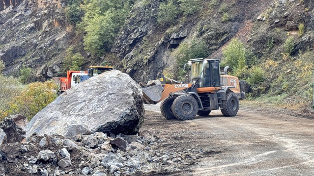 Artvin Şavşat'ta heyelanla kapanan Meydancık yolu Karayolları ekiplerince açıldı