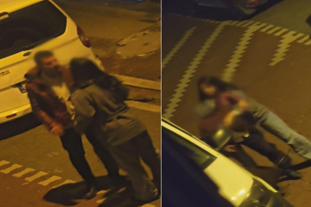 Esenyurt'ta kadın erkeği darbetti, taş park halindeki aracın camına isabet etti