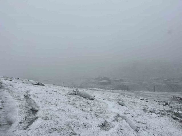 Rize Çamlıhemşin'deki Avusor Yaylası'na kar yağdı, göç sezonu sona erdi