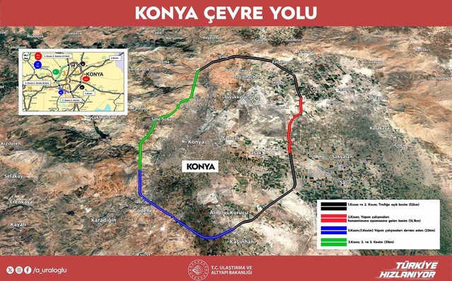 Konya Çevre Yolu'nun 2. kısmındaki 16,1 kilometrelik kesim 2026 sonunda açılacak