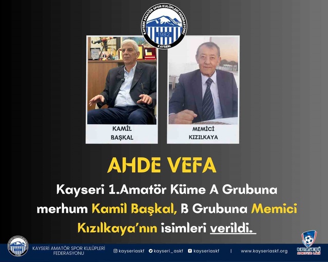 Kayseri ASKF, 1. Amatör Küme ve U19 gruplarını emektar isimlerle anacak