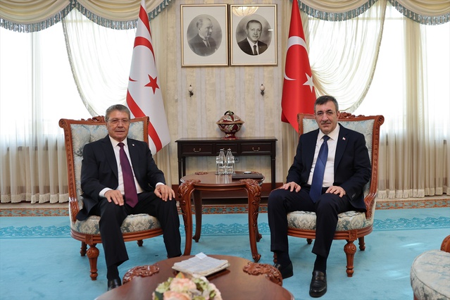 Cumhurbaşkanı Yardımcısı Yılmaz, KKTC Başbakanı Üstel ile Ankara'da görüştü