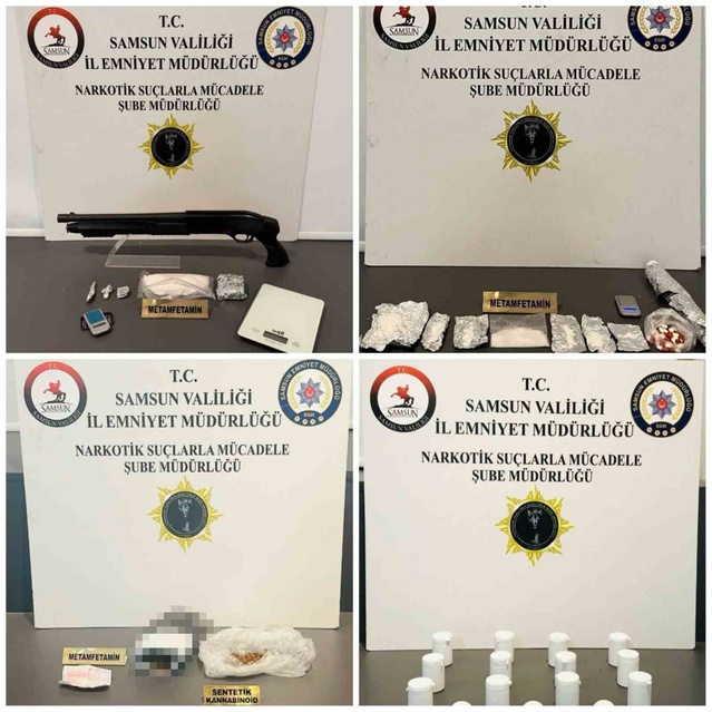 Samsun İl Emniyet Müdürlüğü 4 ilçede 331,5 gram metamfetamin ele geçirdi