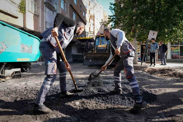 Diyarbakır Büyükşehir Belediyesi eşbaşkanları Bağlar'da asfalt çalışmalarını inceledi