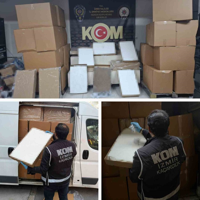 Gaziemir'deki kaçak tütün operasyonunda 2 milyon 160 bin makaron ele geçirildi