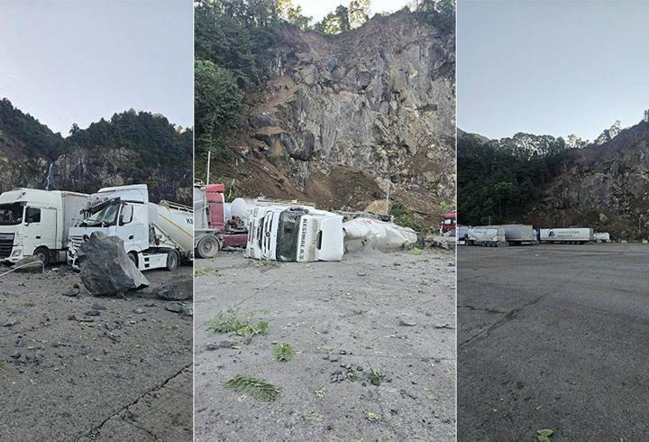 Hopa'da TIR parkında heyelan: 1 ölü
