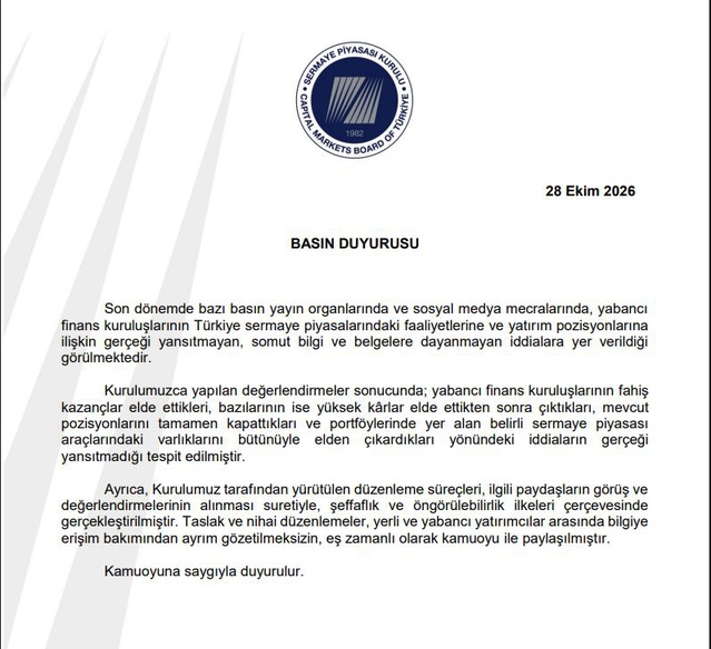 SPK, yabancı finans kuruluşlarının fahiş kazanç iddialarını yalanladı