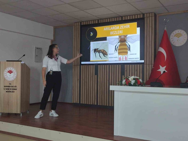 Karaman’da arıcılara bal arısı zehri üretimi DAGEM tarafından anlatıldı