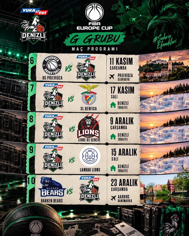 Y. Denizli Basket, FIBA Europe Cup'ta 10 maçlık grup maratonuna 6 Ekim'de başlıyor
