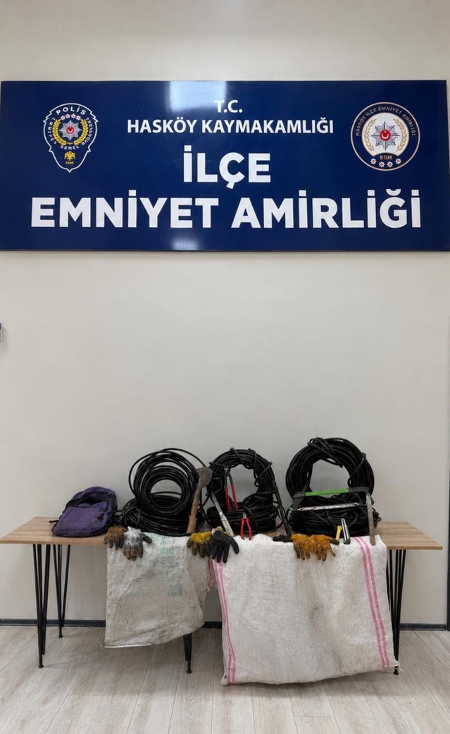Muş Hasköy'de kablo hırsızlığı şüphelisi yakalandı, 6 rulo kablo bulundu
