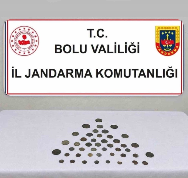 Bolu'da 45 bronz sikke satmaya çalışan 2 şüpheli jandarma operasyonuyla yakalandı