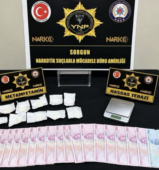 Yozgat Sorgun'da iş yerinde 13,43 gram metamfetamin ele geçirildi, 1 kişi tutuklandı