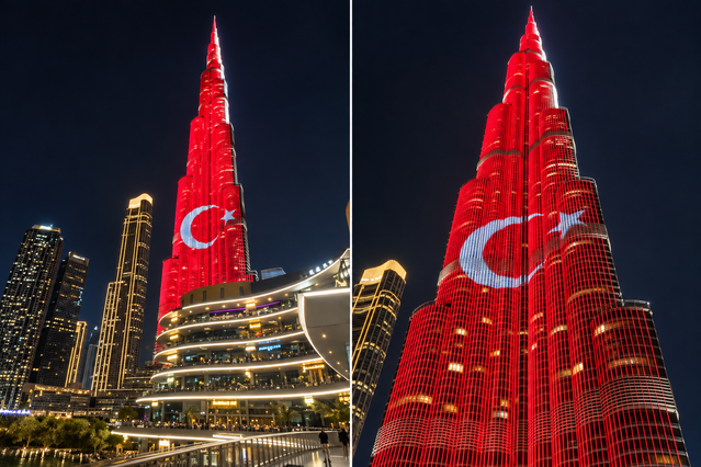 Burj Khalifa’da Türk bayrağı gururu: Ay yıldızımız dünyanın en yüksek binasında