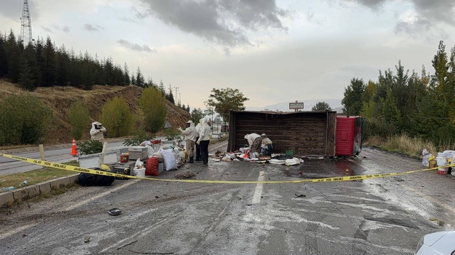 Malatya'da bal yüklü kamyonet devrildi: 3 yaralı