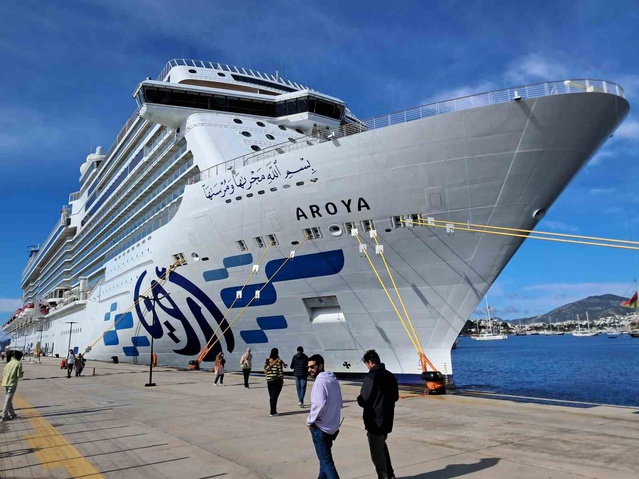Malta bayraklı 335 metrelik Aroya, 1203 yolcusuyla Bodrum'a yanaştı