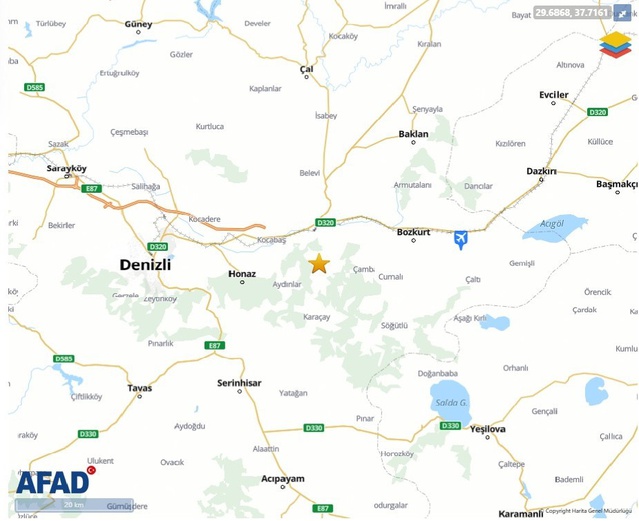 Denizli'de 3.9 büyüklüğündeki deprem ve 6 artçı sarsıntı kısa süreli paniğe yol açtı