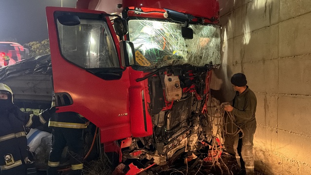 Eskişehir-Bilecik yolunda tarlaya giren TIR duvara çarparak 2 kişiyi yaraladı