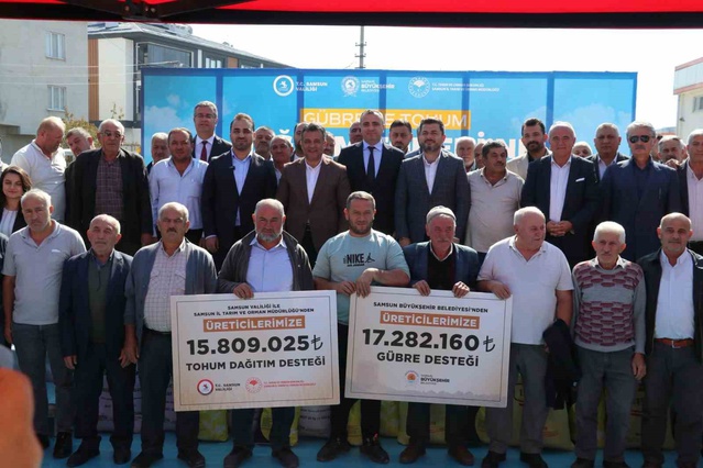 Samsun'da tarımsal destekle 3 ilçede bin 757 üreticiye tohum ve gübre veriliyor