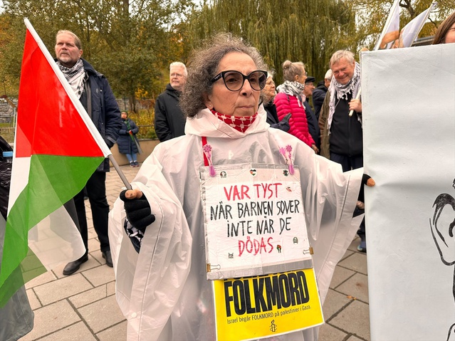 Stockholm'de yüzlerce kişi Gazze saldırılarını protesto edip parlamento önüne yürüdü