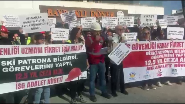 TÜM İSG-SEN, İzmir'de vinç kazasında uzmana verilen 12 yıl 6 ay hapsi protesto etti