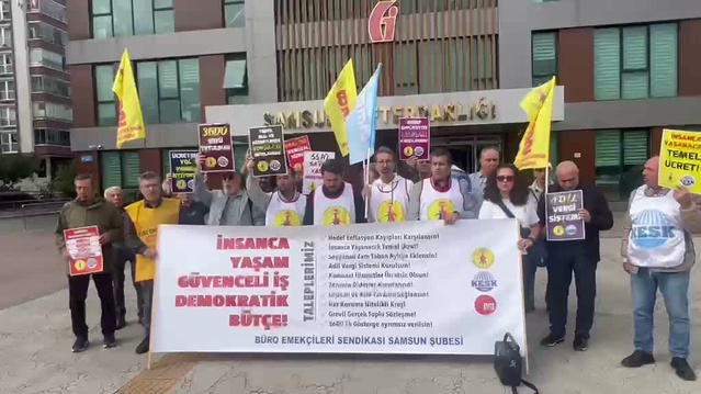 BES Samsun Şubesi, 2027 bütçesine Samsun Defterdarlığı önünde tepki gösterdi
