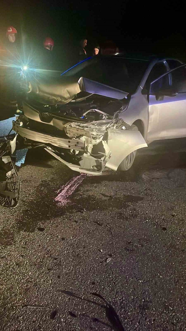 Sakarya Kaynarca'da kontrolden çıkan otomobil bariyere çarptı, 2 kişi hafif yaralandı