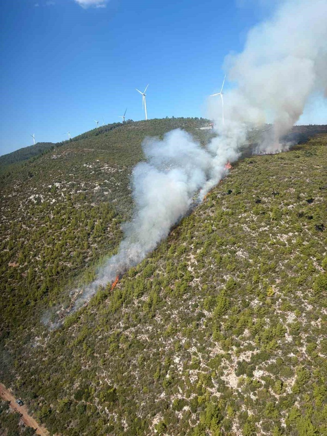 Bodrum Mazı'da orman yangınına 6 helikopter, 2 uçak ve 16 arazözle müdahale ediliyor