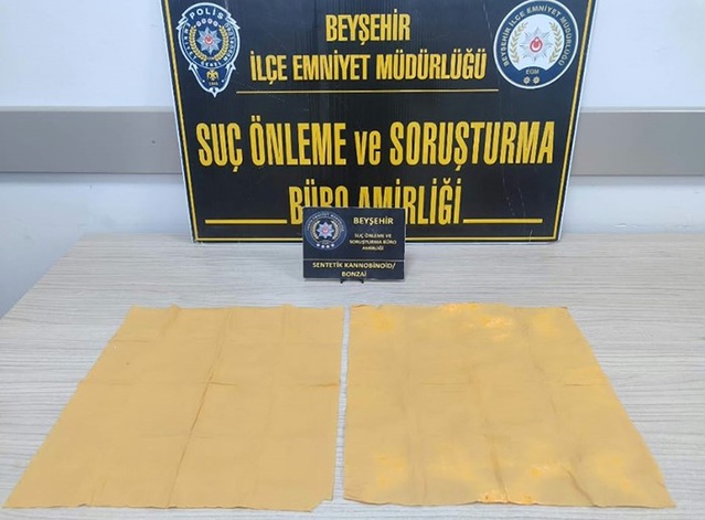Beyşehir'de peçeteye emdirilmiş 3 bin 200 kullanımlık bonzai ele geçirildi
