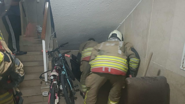 İskenderun'da yerleşim yerine giren yılan HBB itfaiyesince yakalanıp doğaya bırakıldı