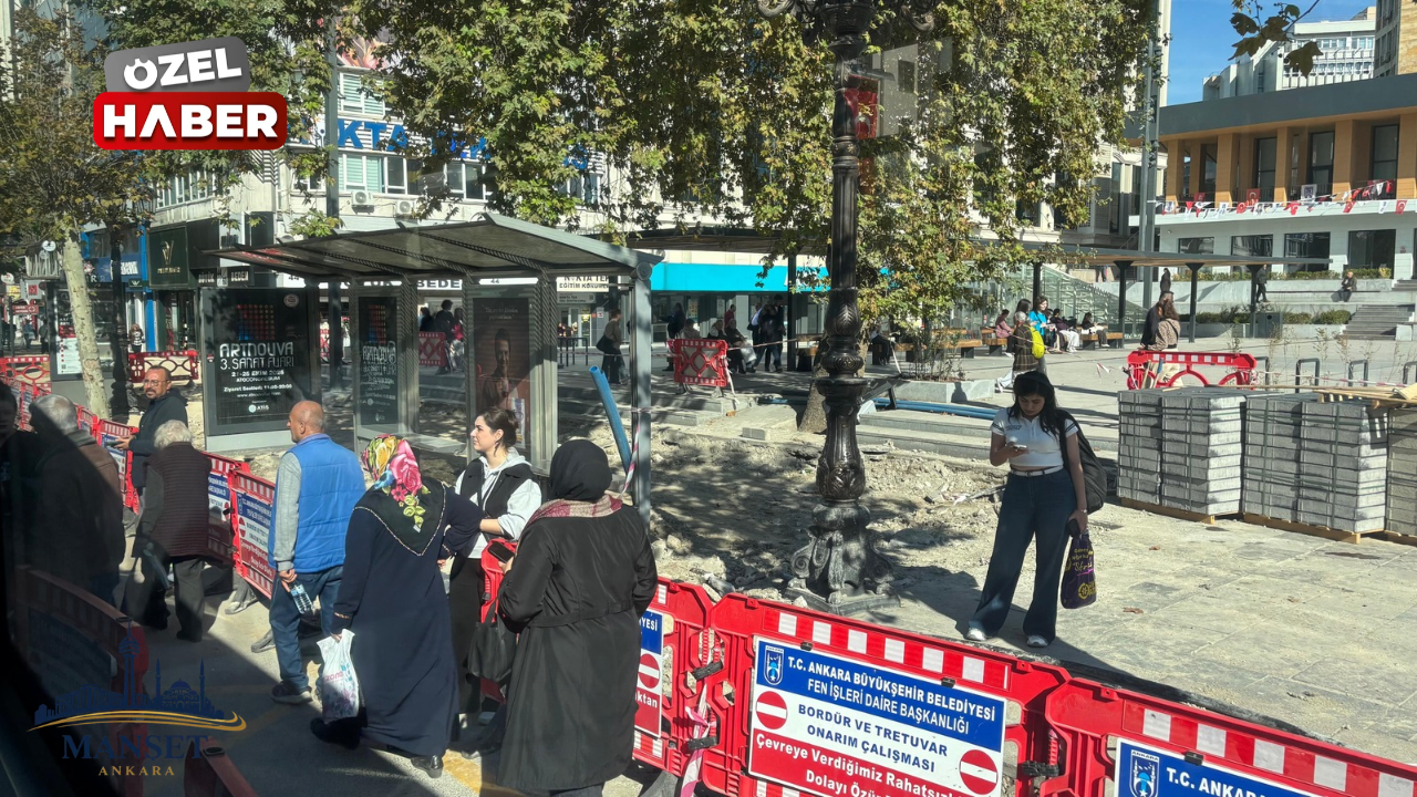 Kızılay’da otobüs durakları çalışma nedeniyle kullanıma kapatıldı