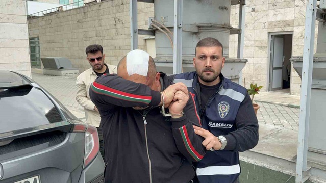 Samsun'da tabancayla saldıran şüpheli, apartmandan fırlatılan mumlukla yaralandı ve tutuklandı
