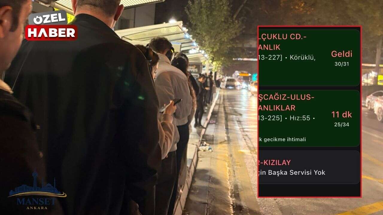 EGO Cep’tede geldi görünen otobüs dakikalarca gelmedi