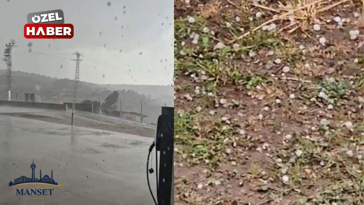 Başkentte etkili olan dolu yağışı çevreyi beyaza bürüdü