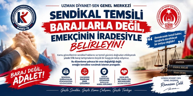 Uzman Diyanet-Sen Başkanı Çelik yüzde 5'lik barajı 'gasp' olarak niteledi