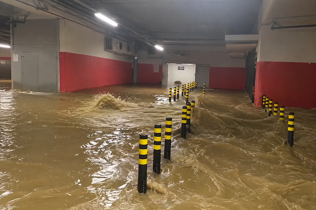 İstanbul'da lüks plazanın otoparkını su bastı! Tepki gecikmedi
