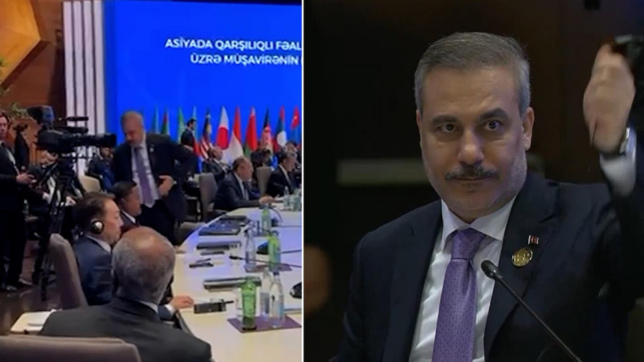 Azerbaycan'da diplomatik protesto: Hakan Fidan salonu terk etti