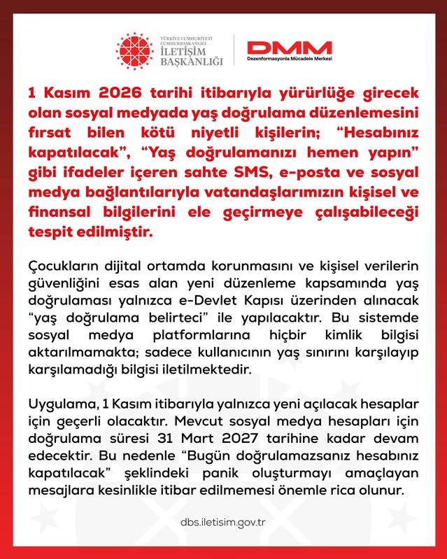DMM sahte yaş doğrulama mesajlarına karşı uyardı, işlem e-Devlet'ten yapılacak