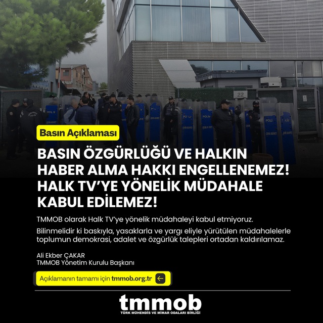 TMMOB Başkanı Çakar, Halk TV'ye kayyım ve yayın durdurma müdahalesine tepki gösterdi