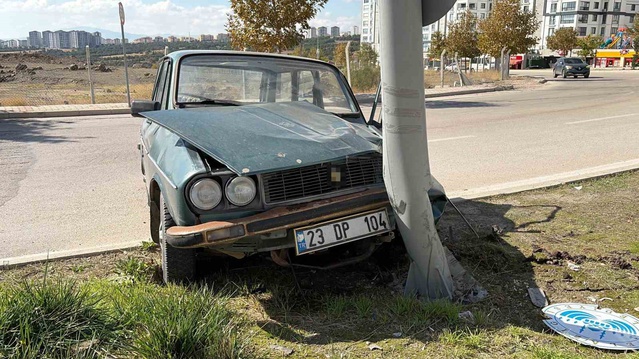 Elazığ'da kontrolden çıkan otomobil aydınlatma direğine çarptı, 2 kişi yaralandı