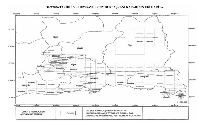 Şırnak'ta petrol sahaları için TPAO'ya acele kamulaştırma yetkisi verildi