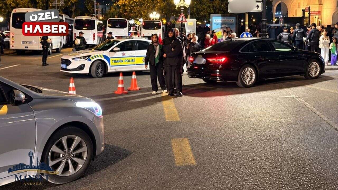 Ankara’da Filistin’e Destek Yürüyüşü nedeniyle yollar trafiğe kapatıldı