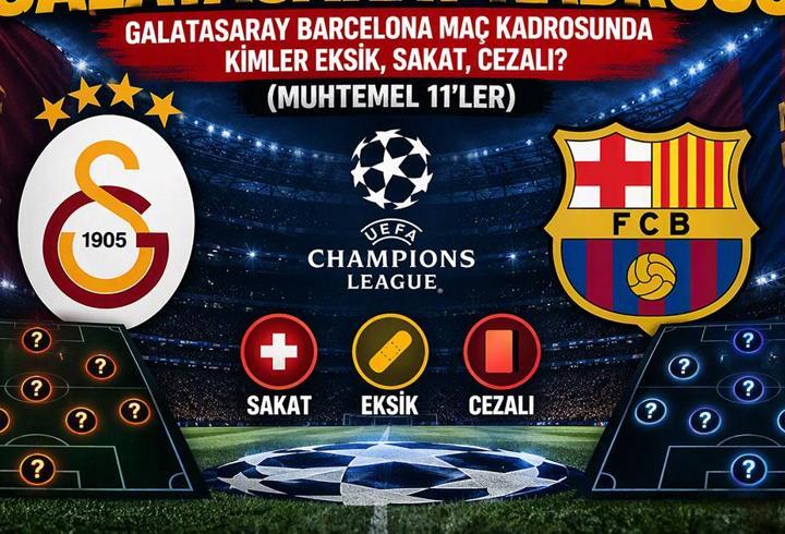 GALATASARAY - BARCELONA MAÇ KADROSUNDA KİMLER EKSİK? Sakat, Cezalı Var Mı? Galatasaray'da Eksik Var Mı? Barcelona'nın Galatasaray Kafilesi Belli Oldu! İşte Eksikler ve Muhtemel 11'ler